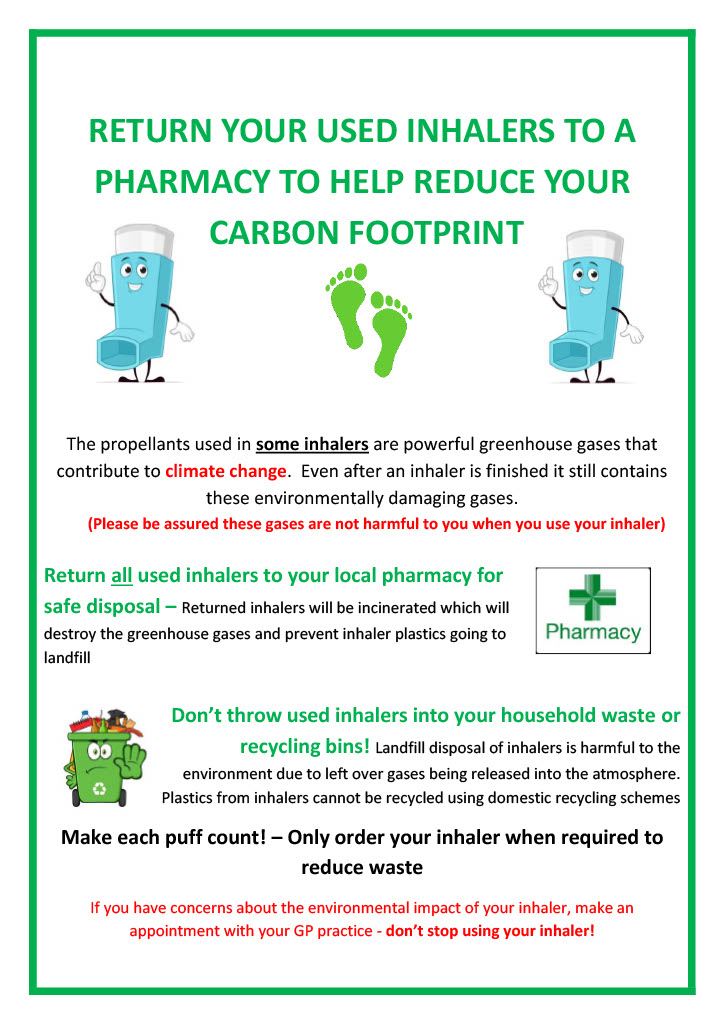 Return your used inhalers to a pharmacy for safe disposal